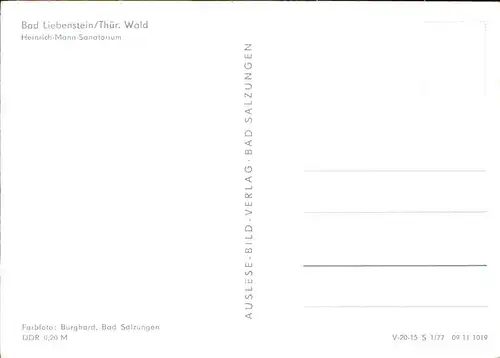 Bad Liebenstein Heinrich-Mann-Sanatorium / Bad Liebenstein /Wartburgkreis LKR