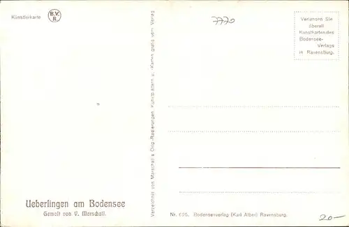 ueberlingen Bodensee Kuenstlerkarte von V. Marschall / ueberlingen /Bodenseekreis LKR