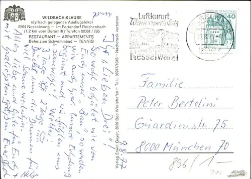 Nesselwang Feriendorf Reichenbach Wildbach-Klause / Nesselwang /Ostallgaeu LKR