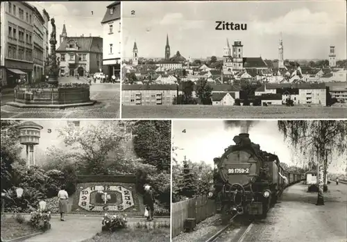 Zittau Rolandbrunnen Blumenuhr Kleinbahn / Zittau /Goerlitz LKR