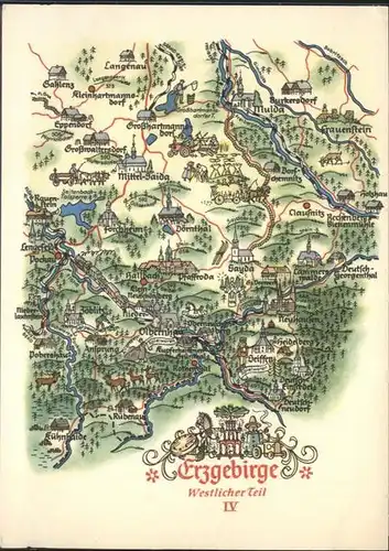 Annaberg-Buchholz Erzgebirge Umgebungskarte / Annaberg /Erzgebirgskreis LKR