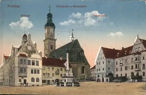 Freising Oberbayern Marienplatz Mariensaeule Kirche Rathaus  / Freising /Freising LKR