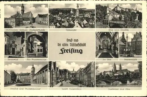 Freising Oberbayern Domberg Mariensaeule Isarbruecke Rathaus  / Freising /Freising LKR