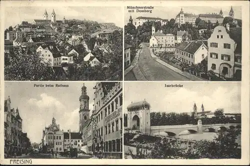 Freising Oberbayern Muenchnerstrasse Domberg Isarbruecke Rathaus  / Freising /Freising LKR