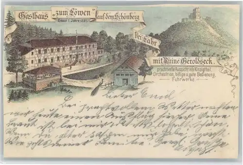 Lahr Schwarzwald Lahr Gasthaus zum Loewen Schoenberg Ruine Geroldseck x / Lahr /Ortenaukreis LKR