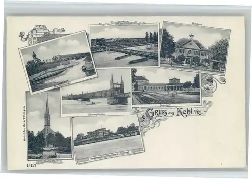 Kehl Eisenbahnbruecke Rathaus Schiffbruecke *