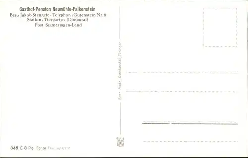 Sigmaringen Gasthof Pension Neumuehle Falkenstein *