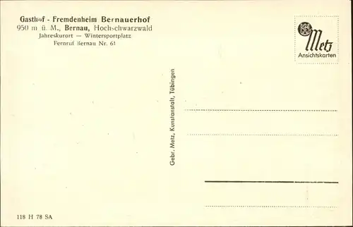 Bernau Schwarzwald Gasthof Fremdenheim Bernauerhof *