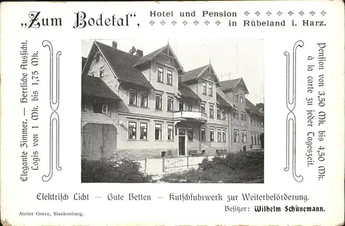 Ruebeland Harz Hotel Pension Zum Bodetal / Elbingerode Harz /Harz LKR