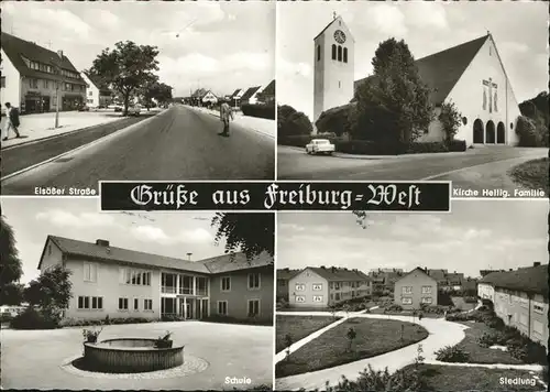 Freiburg Breisgau Schule Elsaesser Strasse Kirche Siedlung Kat. Freiburg im Breisgau