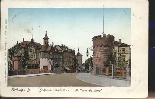 Freiburg Breisgau Schwabentorbruecke Malterer Denkmal Goldfenster Kat. Freiburg im Breisgau