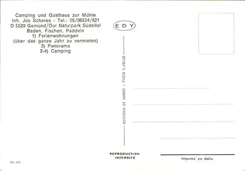 Gemuend Eifel Camping Gasthaus zur Muehle Kat. Schleiden