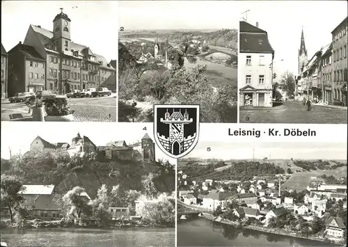 Leisnig Kr. Doebeln Stadtwappen Kirchgasse Burg Mildenstein Kat. Leisnig