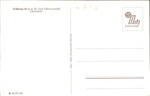 Triberg Schwarzwald Ehrenmal Kat. Triberg im Schwarzwald