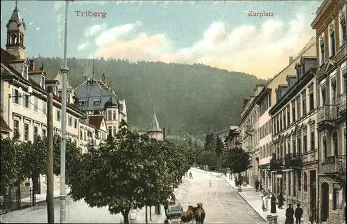 Triberg Schwarzwald Kurplatz Kutsche Kat. Triberg im Schwarzwald