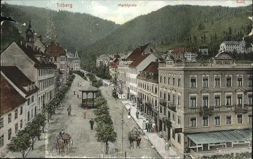 Triberg Schwarzwald Marktplatz Kutsche Kat. Triberg im Schwarzwald