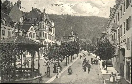 Triberg Schwarzwald Kurplatz Kutsche Kat. Triberg im Schwarzwald