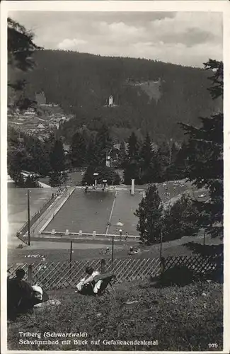 Triberg Schwarzwald Schwimmbad Gefallenen Denkmal  Kat. Triberg im Schwarzwald