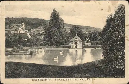 Bad Salzschlirf Schwanenteich Kath. Kirche Kat. Bad Salzschlirf