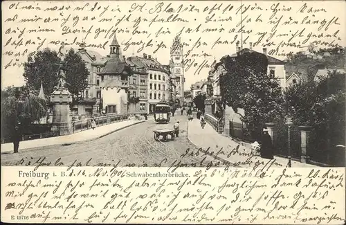 Freiburg Breisgau Schwabenthorbruecke Strassenbahn  Kat. Freiburg im Breisgau