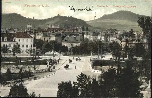 Freiburg Breisgau Friedrichsbruecke Kutsche Kat. Freiburg im Breisgau