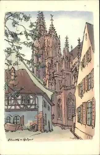 Freiburg Breisgau Alte Muensterbauhuette [Zeichnung H. v. Geyer]