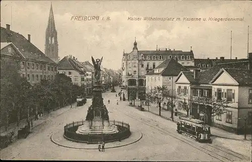 Freiburg Breisgau Wilhelmsplatz Kaserne Kriegerdenkmal Strassenbahn