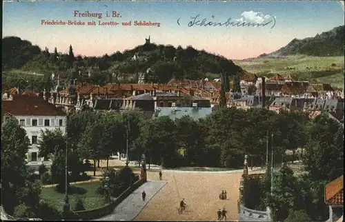 Freiburg Breisgau Friedrichs-Bruecke Loretto Schoenberg Kat. Freiburg im Breisgau