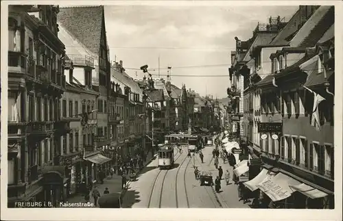 Freiburg Breisgau Kaiserstrasse Strassenbahn Kat. Freiburg im Breisgau