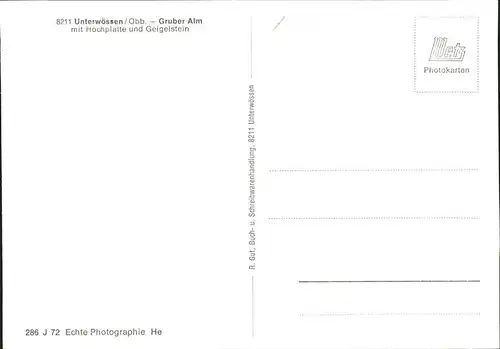 Unterwoessen Gruber Alm Hochplatte Geigelstein Kat. Unterwoessen