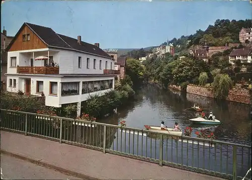 Gemuend Eifel Zusammenfluss von Urft Olef Ruderboote Motorboot Kat. Schleiden