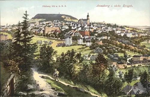 Annaberg-Buchholz Erzgebirge Poehlberg, Wanderer, Wanderweg / Annaberg /Erzgebirgskreis LKR