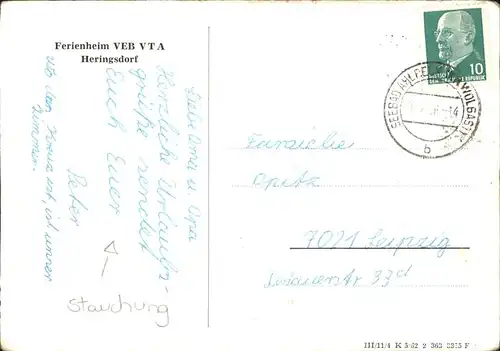 Heringsdorf Ferienheim VEB VTA Kat. Heringsdorf