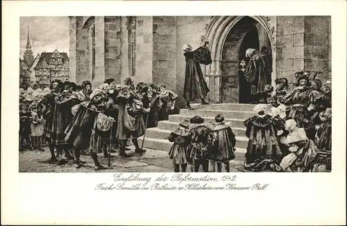 Hildesheim Einfuehrung der Reformation 1542 Fresko Gemaelde im Rathaus / Hildesheim /Hildesheim LKR