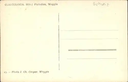 wz39876 Weggis LU Glasveranda Hotel Paradies Kategorie. Weggis Alte Ansichtskarten