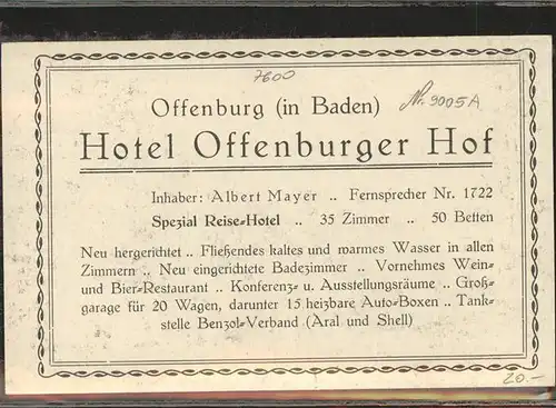 Offenburg Hotel Offenburger Hof Kat. Offenburg