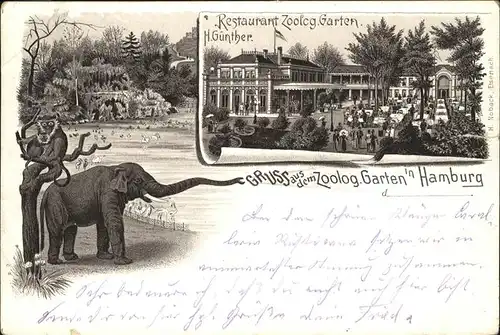 Hamburg Zoologischer Garten Elefant Restaurant  Kat. Hamburg