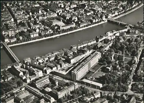 Basel BS Fliegeraufnahme Johanniter Mittlere Rheinbruecke / Basel /Bz. Basel Stadt City