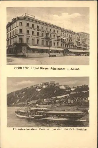 Koblenz Hotel Riesen Fuerstenhof Ehrenbreitenstein Parcival Schiff *