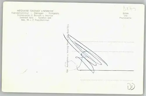 Bad Toelz Bad Toelz Gasthaus Lindenhof ungelaufen ca. 1955 / Bad Toelz /Bad Toelz-Wolfratshausen LKR