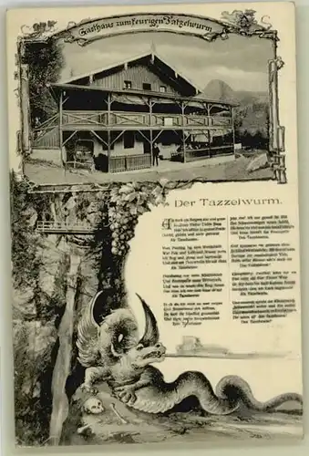 Oberaudorf [Stempelabschlag] Feldpost Gasthaus zum feurigen Tatzelwurm Gedicht Drachen x 1916