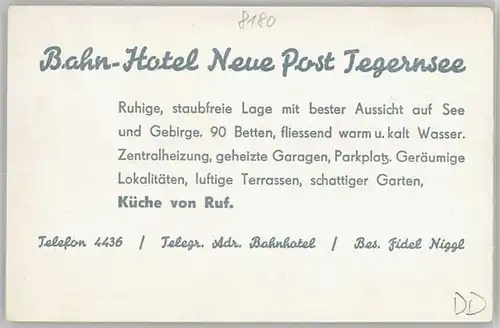 Tegernsee Tegernsee Bahnhotel ungelaufen ca. 1965 / Tegernsee /Miesbach LKR