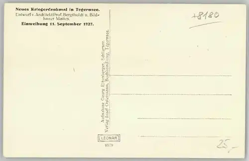 Tegernsee Denkmal o 1927