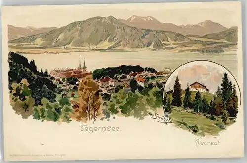 Tegernsee Tegernsee Neureut KuenstlerOtto Struetzel ungelaufen ca. 1900 / Tegernsee /Miesbach LKR