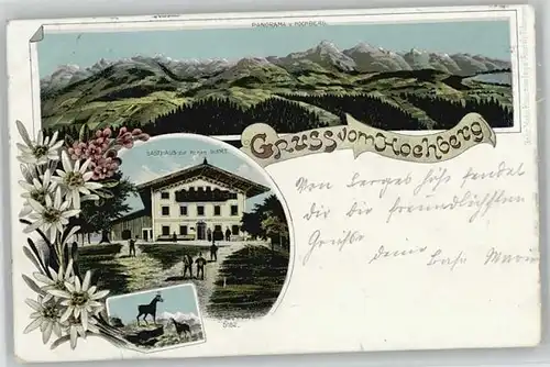 Traunstein [Stempelabschlag] Hochberg Gasthaus zur hohen Wart x 1899