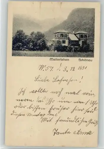Schoenau Schwarzwald Schoenau Malterlehen x 1931 / Schoenau im Schwarzwald /Loerrach LKR
