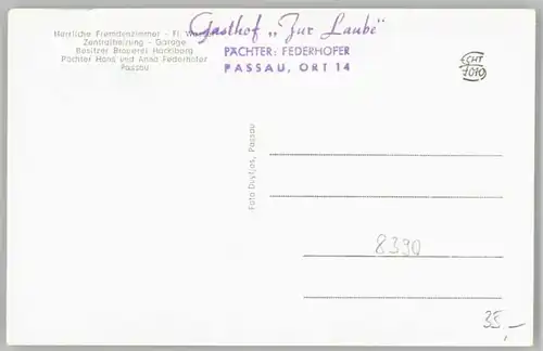 Passau Passau Gaststaette Zur Laube ungelaufen ca. 1955 / Passau /Passau LKR