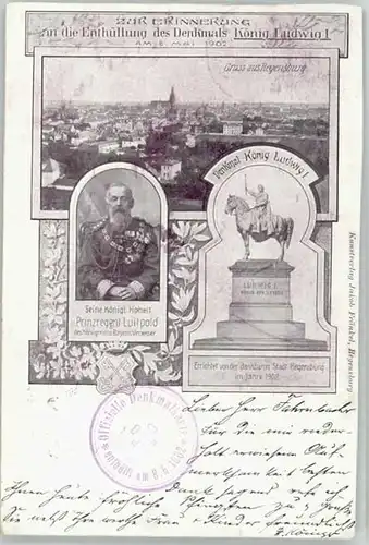 Regensburg Denkmal Koenig Ludwig x 1902