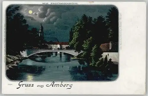 Amberg Oberpfalz Amberg Ringstrassenbruecke ungelaufen ca. 1900 / Amberg /Amberg Stadtkreis