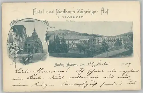 Baden-Baden Baden-Baden Hotel Zaehringer Hof x / Baden-Baden /Baden-Baden Stadtkreis